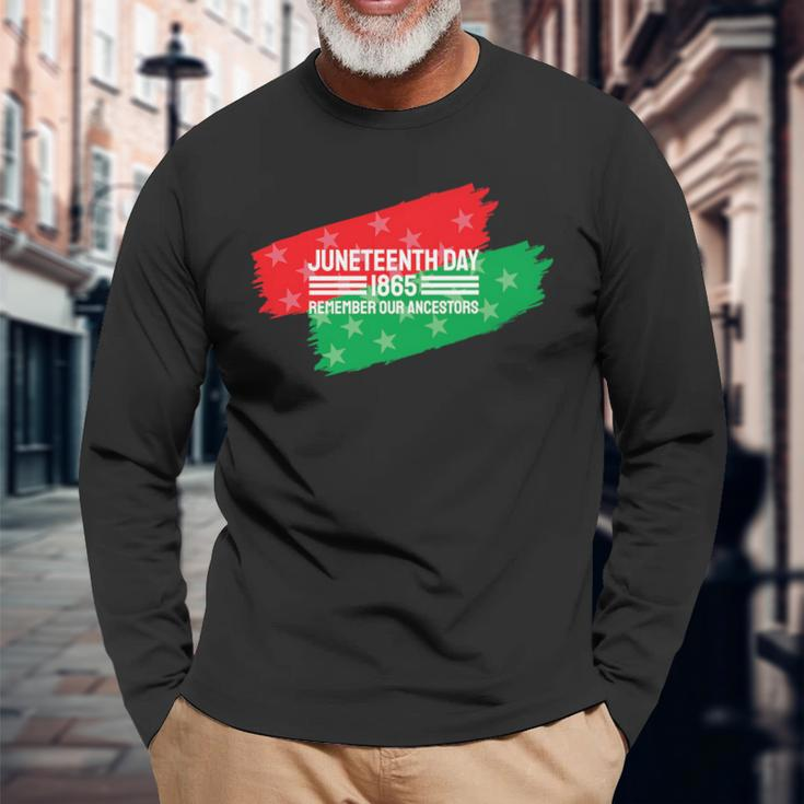 Junenth 1865 Remember Our Ancestors American Black Long Sleeve T-Shirt Gifts for Old Men