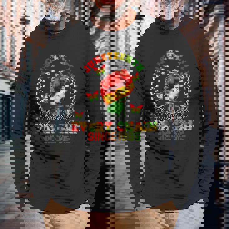 Junenth Breaking Every Chain Since 1865 Independence Day Long Sleeve T-Shirt Gifts for Old Men