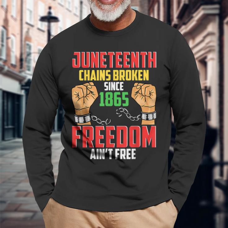 Junenth Freedom Chains Broken Long Sleeve T-Shirt Gifts for Old Men