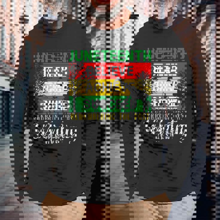 Junenth Is My Independence Day Black Pride Melanin Long Sleeve T-Shirt Gifts for Old Men