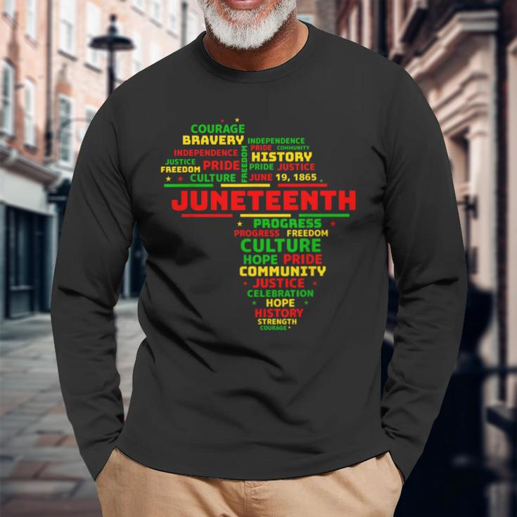 Junenth Map Of Africa 1865 Celebrate Black History Long Sleeve T-Shirt Gifts for Old Men