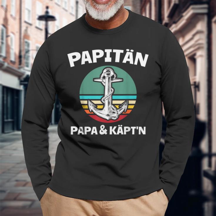 Kapitän Papa Segeln Boot Anker Papitän Langarmshirts Geschenke für alte Männer