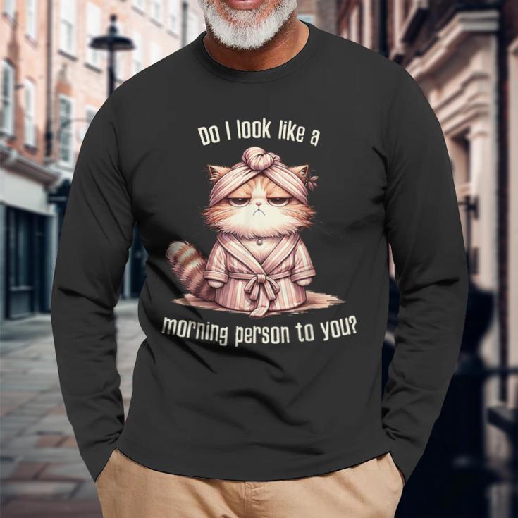 Katze Kein Morgenmensch Langarmshirts Geschenke für alte Männer