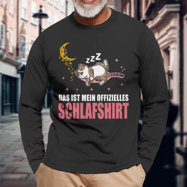 Katze Schlafanzug Das Ist Mein Offizielles Schlaf Langarmshirts Geschenke für alte Männer