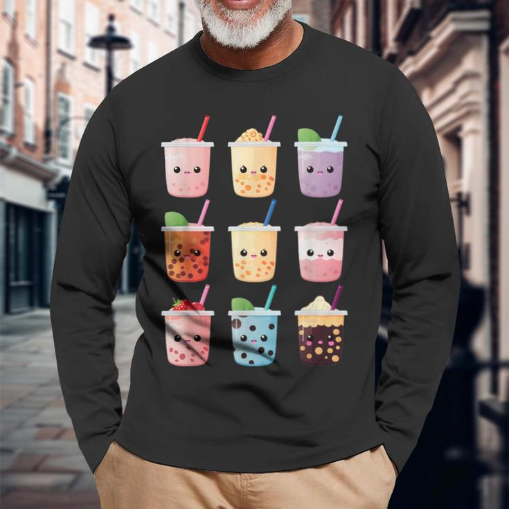 Kawaii Bubble Tea Boba Tea Lover Long Sleeve T-Shirt Gifts for Old Men
