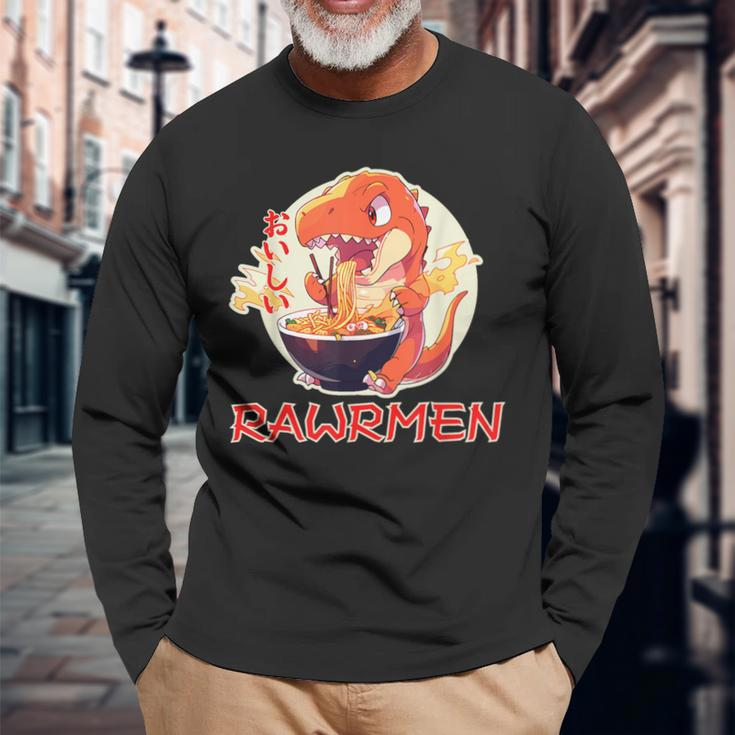 Kawaii Tyrannosaurs Rex Essen Ramen Rawrmen Japanese Anime Langarmshirts Geschenke für alte Männer