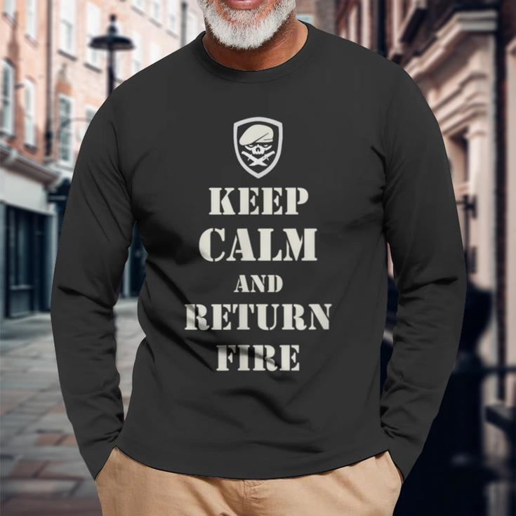 Keep Calm And Return FireLong Sleeve T-Shirt Gifts for Old Men