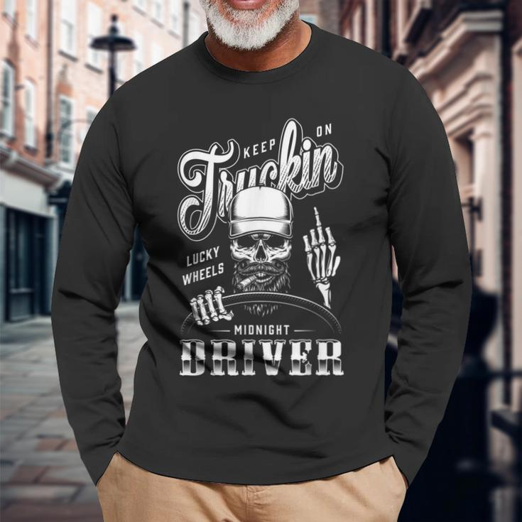 Keep On Trucking Diesel Addicted Trucker Driver Hat Vintage Long Sleeve T-Shirt Gifts for Old Men