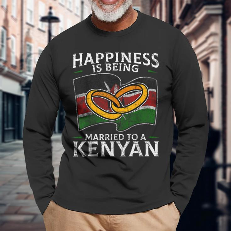 Kenyan Marriage Kenya Married Heritage Flag Roots Culture Long Sleeve T-Shirt Gifts for Old Men
