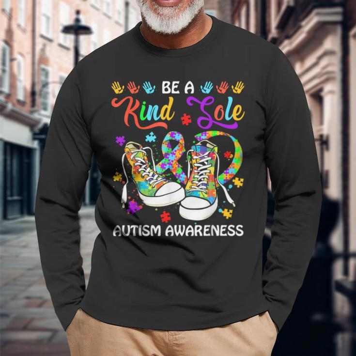 Be A Kind Sole Autism Awareness Puzzle Shoes Be Kind Long Sleeve T-Shirt Gifts for Old Men