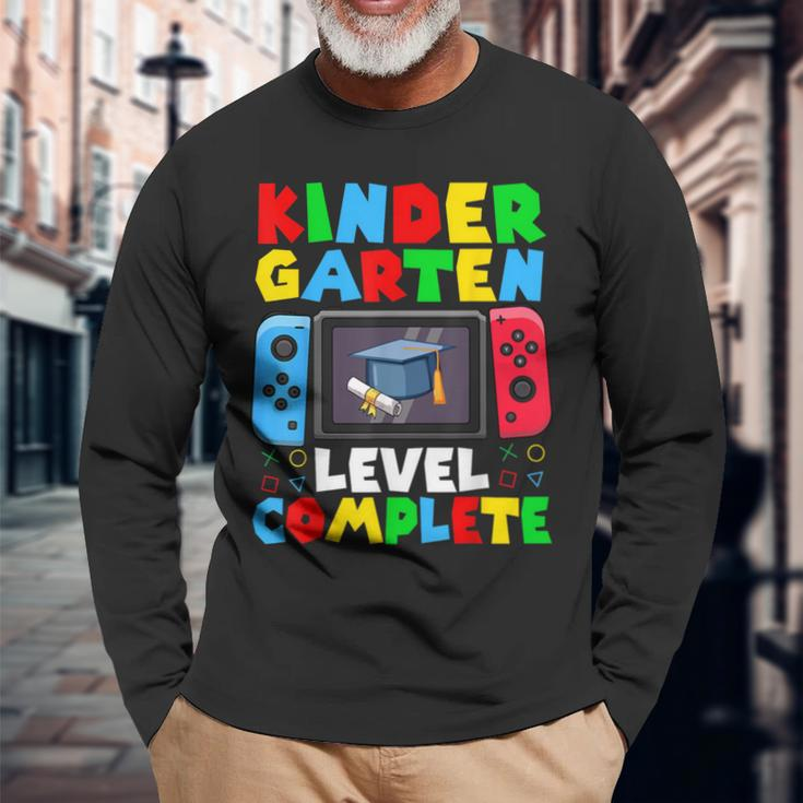 Kindergarten Level Complete Last Day Of School Graduate Boys Long Sleeve T-Shirt Gifts for Old Men