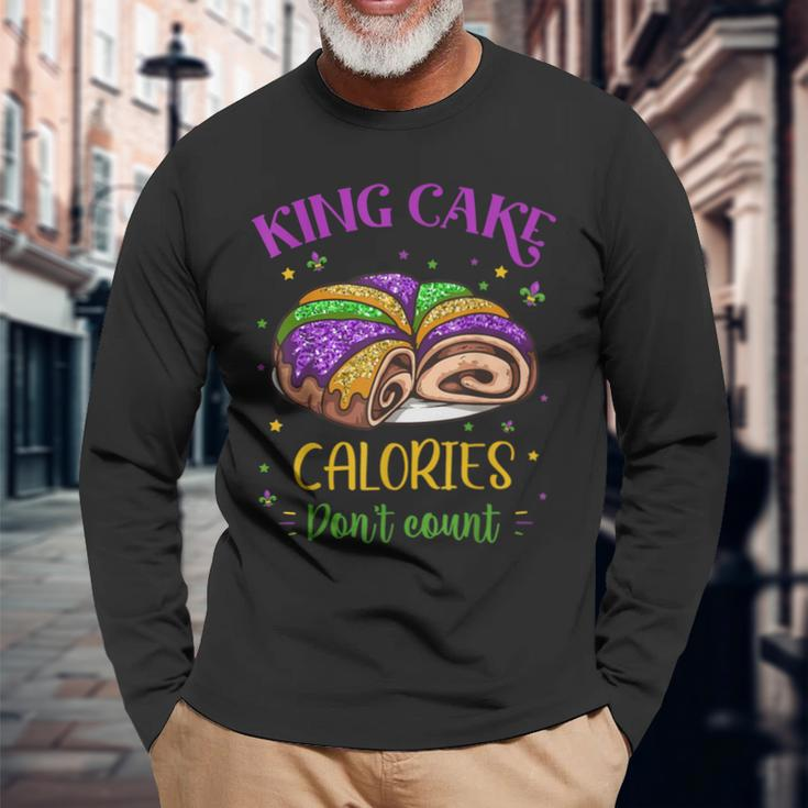 King Cake Calories Don’T Count Mardi Gras Carnival Festival Long Sleeve T-Shirt Gifts for Old Men