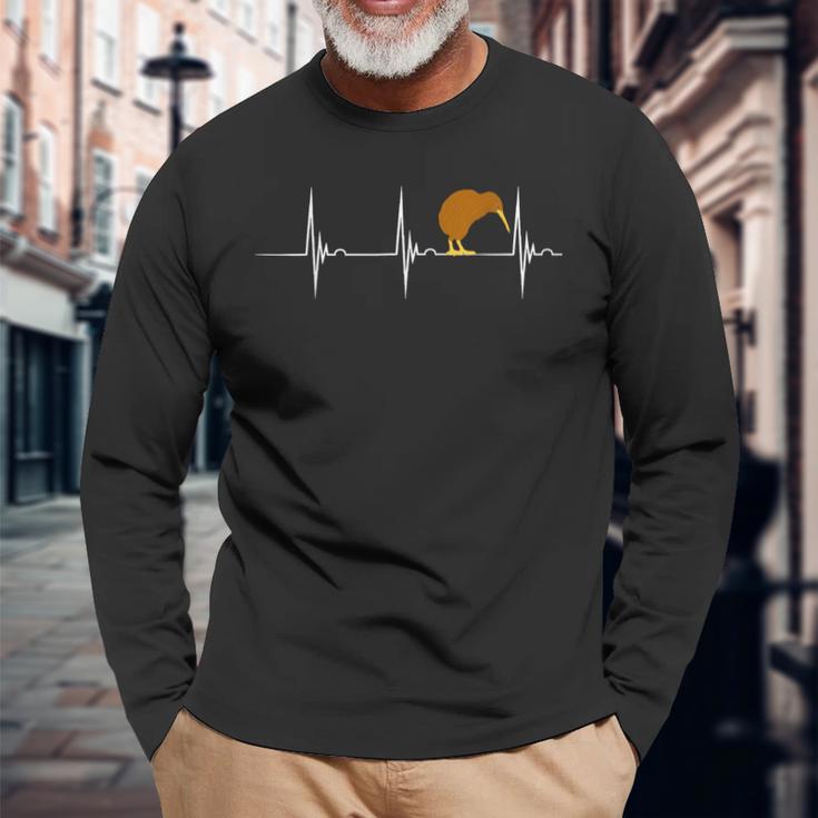 Kiwi Bird Kiwivogel Heartbeat Ecg Pulse New Zealand Langarmshirts Geschenke für alte Männer