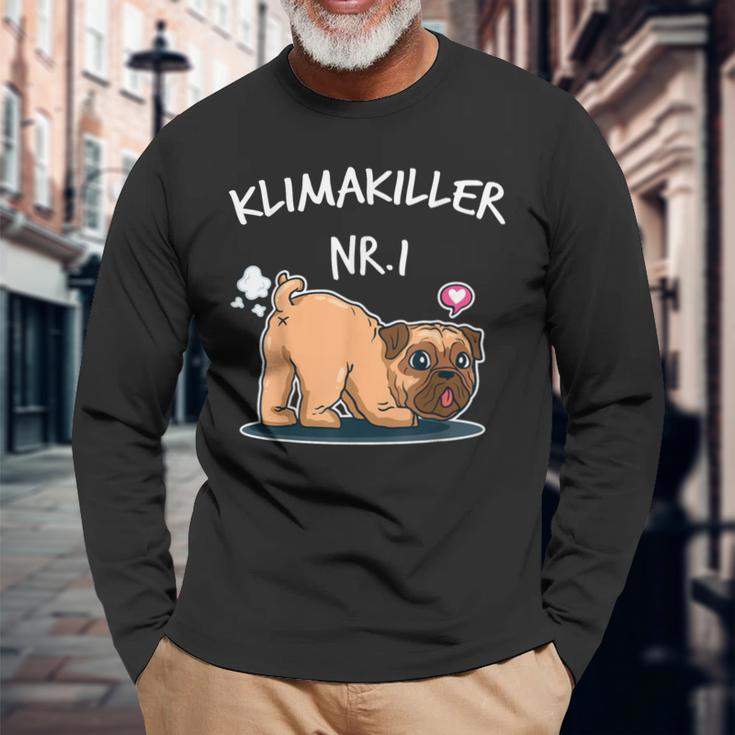 Klimakiller No 1 Cute Pug Dog Lover Langarmshirts Geschenke für alte Männer