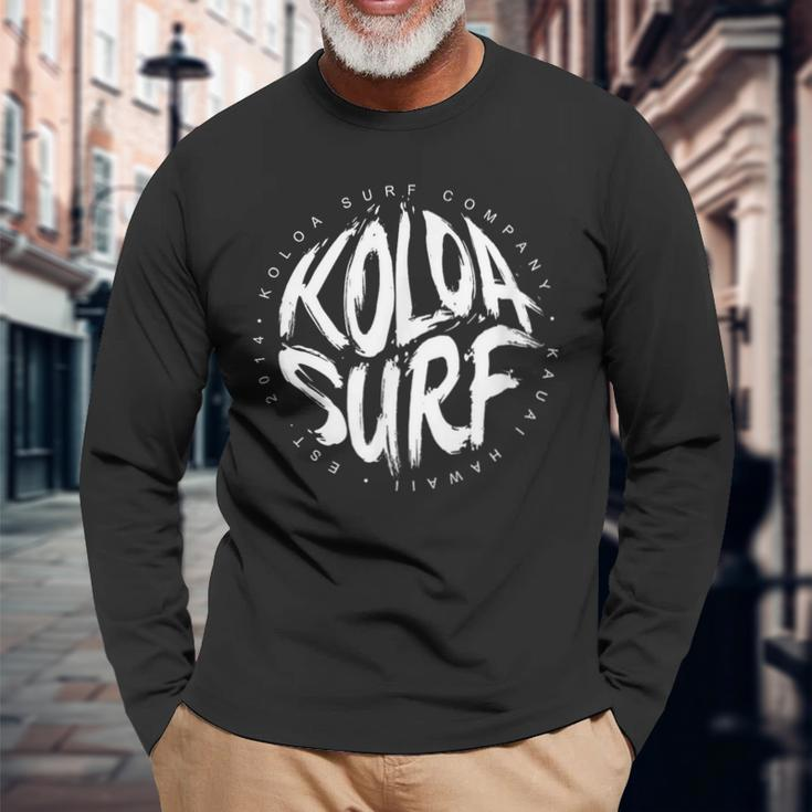 Koloa Surf Brush White Logo Long Sleeve T-Shirt Gifts for Old Men
