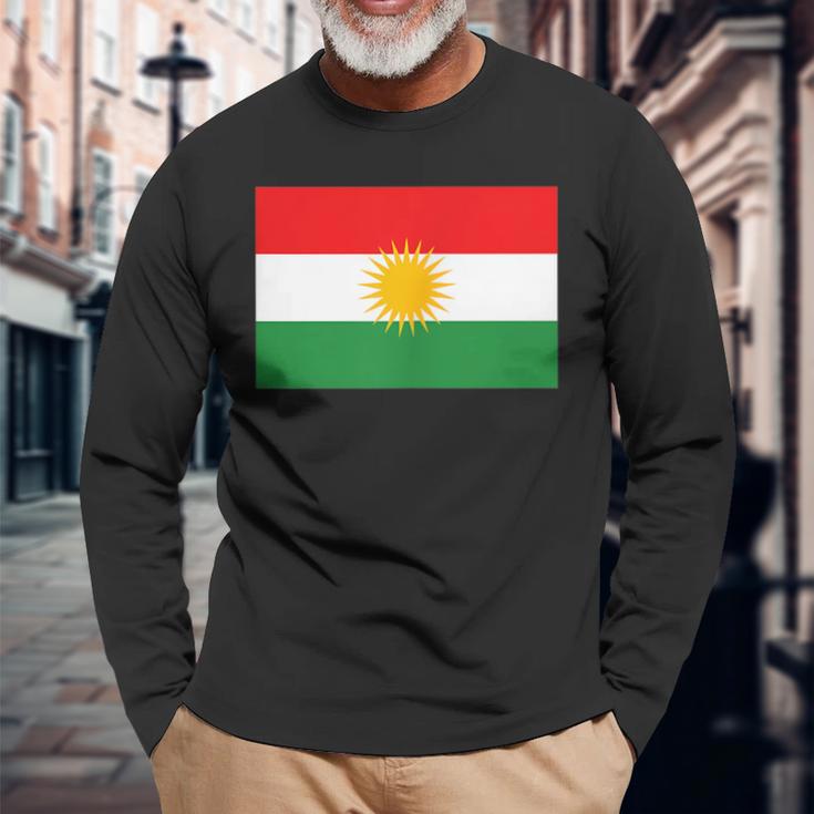 Kurdish Flag Kurdin Motif Rojava Pumpdistan Colours Langarmshirts Geschenke für alte Männer