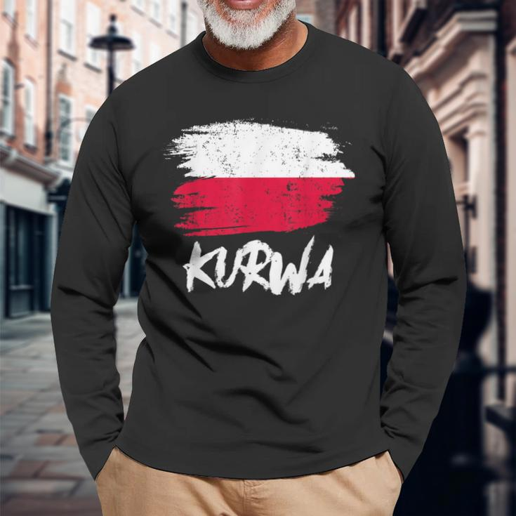 Kurwa Polska Poland Polish Langarmshirts Geschenke für alte Männer