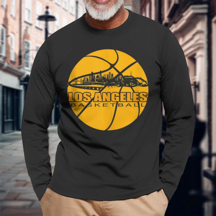 La Basketball Lover Los Angeles Basketball Long Sleeve T-Shirt Gifts for Old Men