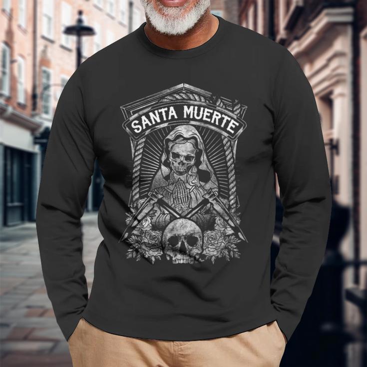 La Santa Muerte Mexican Grim Langarmshirts Geschenke für alte Männer