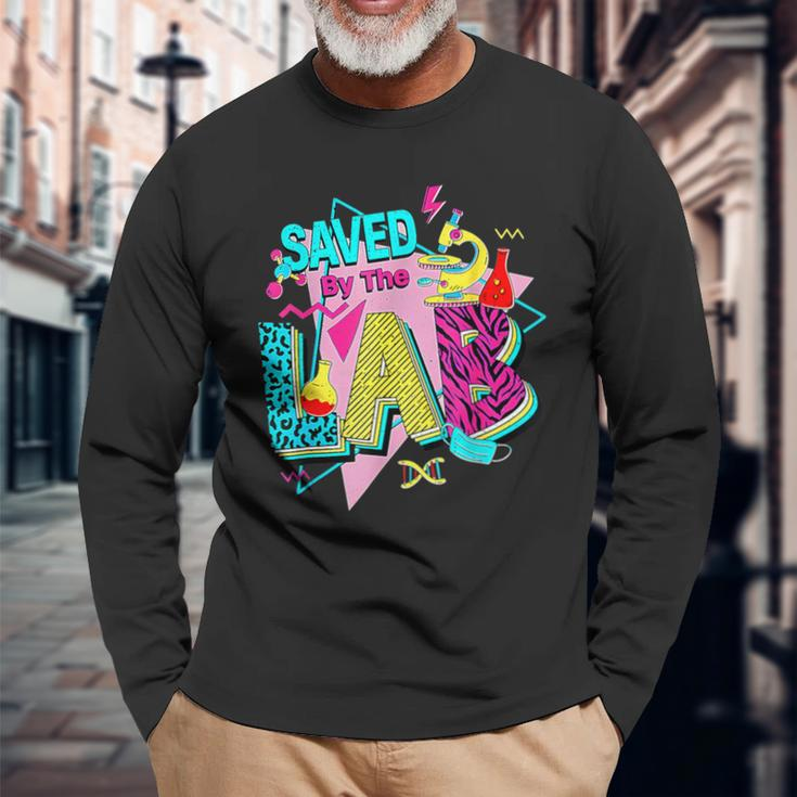 Lab Week 2024 Saved By The Lab Retro Medical Laboratory Tech Long Sleeve T-Shirt Gifts for Old Men