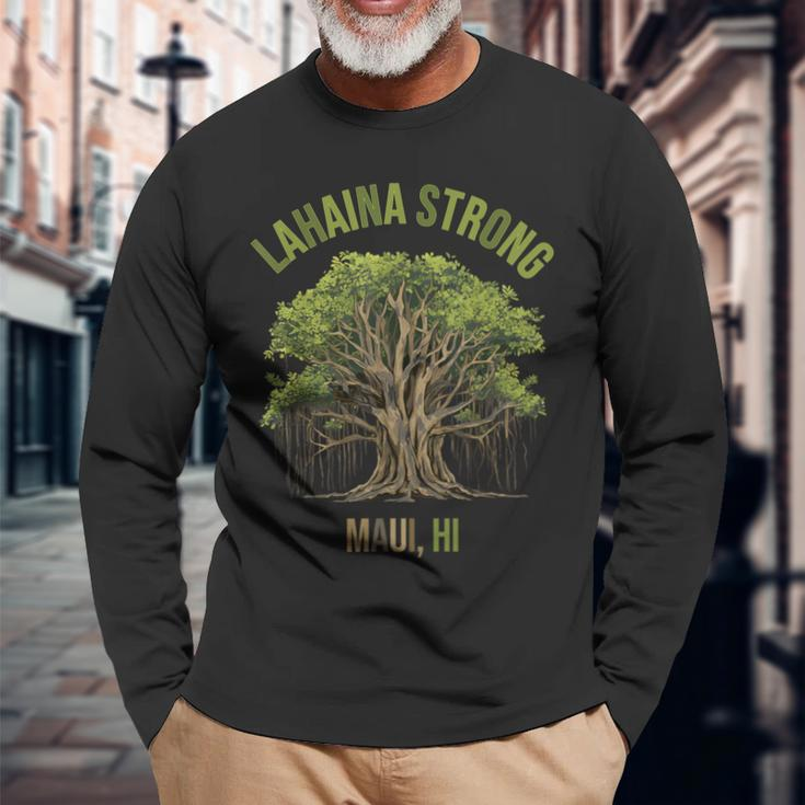 Lahaina Strong Maui Hawaii Old Banyan Tree Saved Majestic Long Sleeve T-Shirt Gifts for Old Men