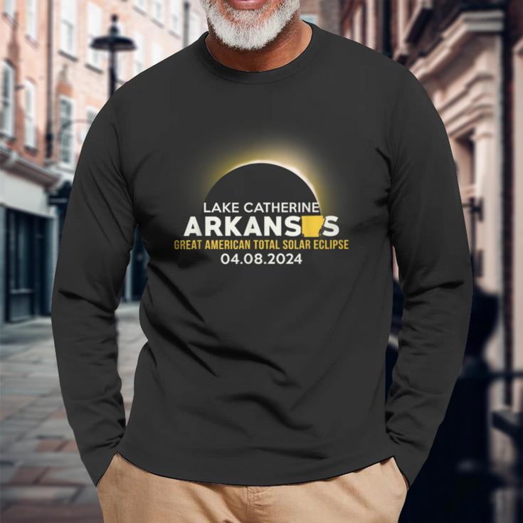 Lake Catherine Ar Arkansas Total Solar Eclipse 2024 Long Sleeve T-Shirt Gifts for Old Men