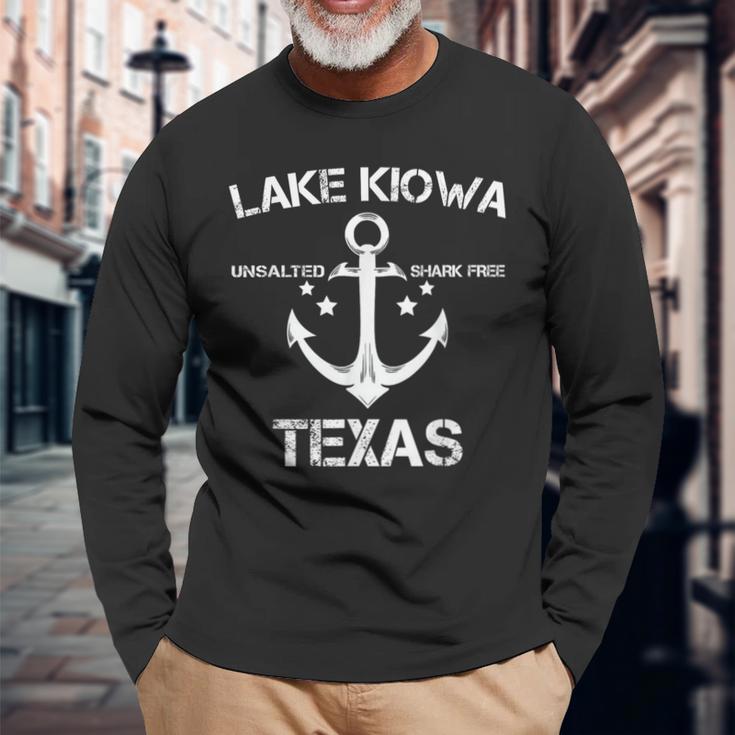 Lake Kiowa Texas Fishing Camping Summer Long Sleeve T-Shirt Gifts for Old Men