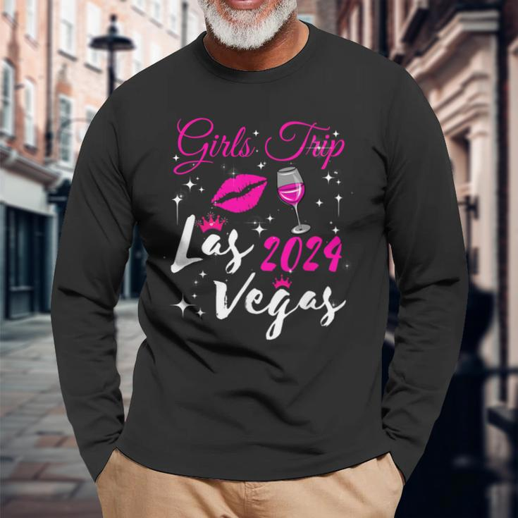 Las Vegas Girls Trip 2024 Girls Weekend Friend Matching Long Sleeve T-Shirt Gifts for Old Men