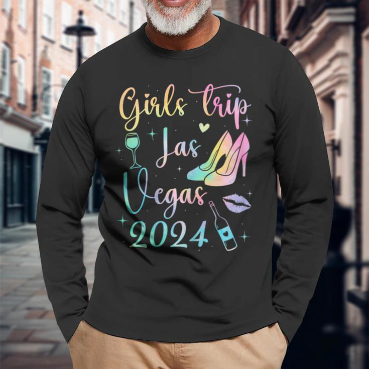 Las Vegas Girls Trip 2024 Girls Tie Dye Weekend Friends Girl Long Sleeve T-Shirt Gifts for Old Men