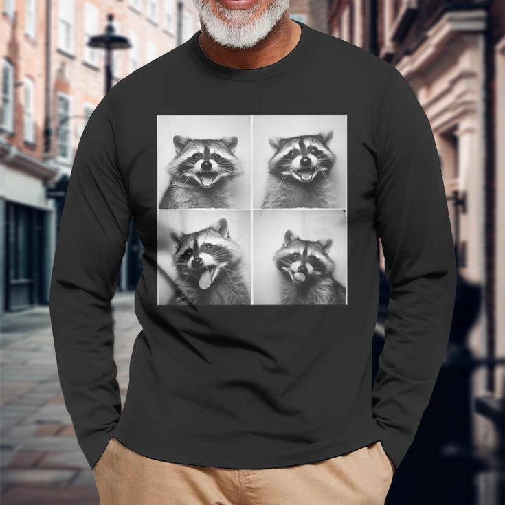 Laughing Raccoon Face Trash Raccoons Unique Quirky Animal Long Sleeve T-Shirt Gifts for Old Men