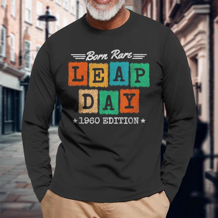 Leap Year 1960 Birthday Born Rare 1960 Leap Day Birthday Long Sleeve T-Shirt Gifts for Old Men