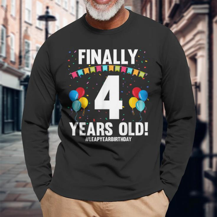 Leap Year 2024 February 29Th Birthday Finally 4 Years Old Long Sleeve T-Shirt Gifts for Old Men