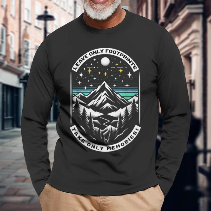 Leave Only Footprints Take Only Memories Hiking Climbing Long Sleeve T-Shirt Gifts for Old Men