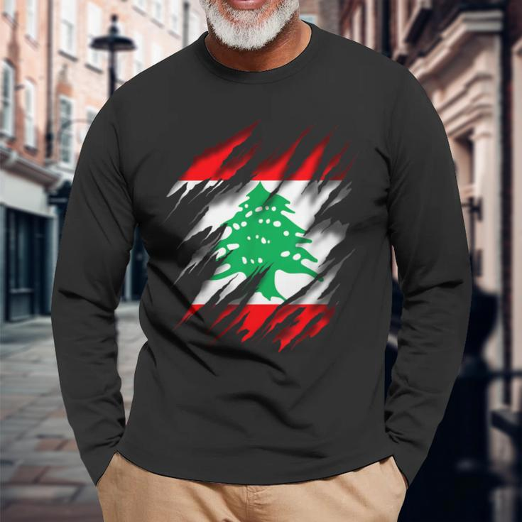 Lebanese Flag S Langarmshirts Geschenke für alte Männer