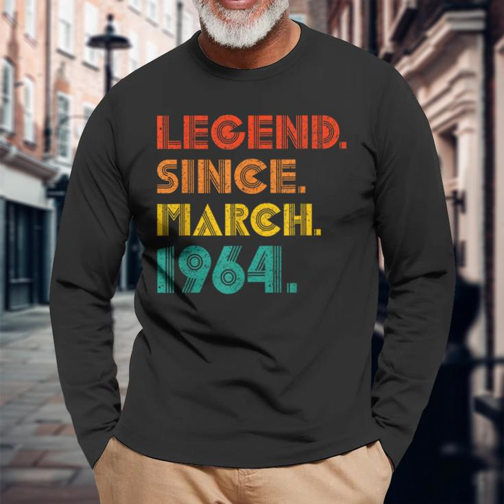 Legend Since March 1964 Birth Of Birthday 1964 Idea Vintage Long Sleeve T-Shirt Gifts for Old Men