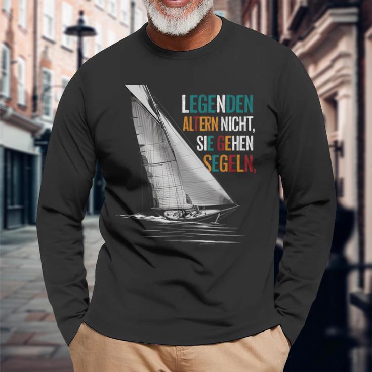 Legenden Altern Nicht Sie Gehen Segeln Großvateratertag Langarmshirts Geschenke für alte Männer