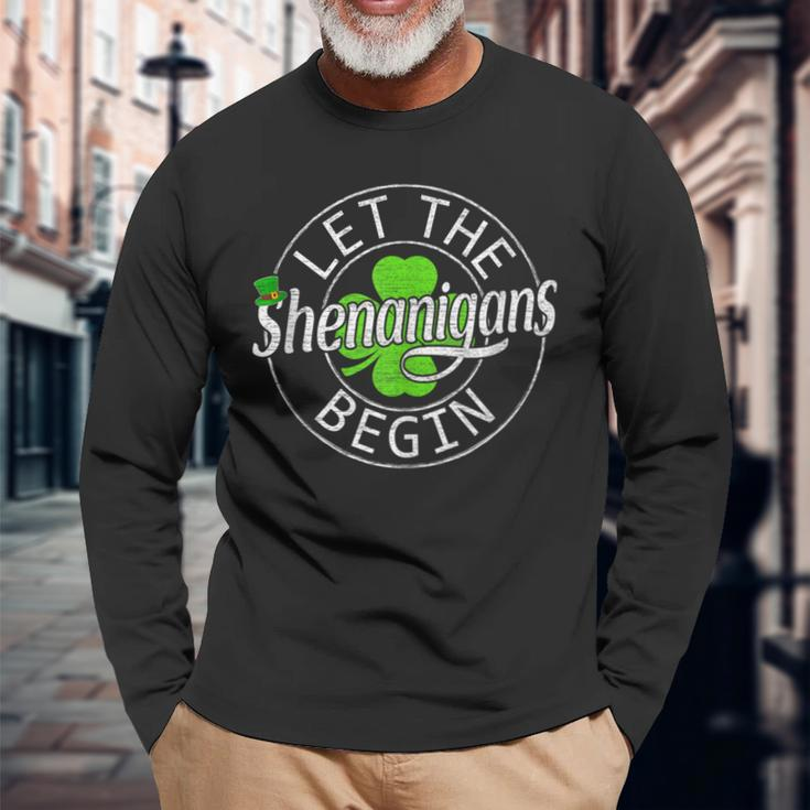 Let The Shenanigans Begin St Patrick's Day Women Long Sleeve T-Shirt Gifts for Old Men