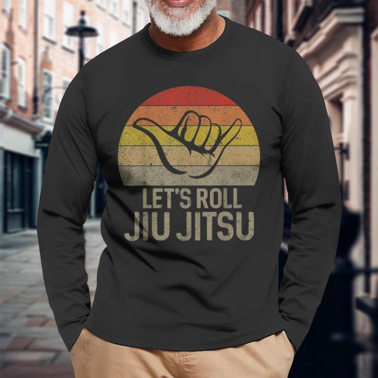 Let's Roll Jiu Jitsu Hand Brazilian Bjj Martial Arts Long Sleeve T-Shirt Gifts for Old Men