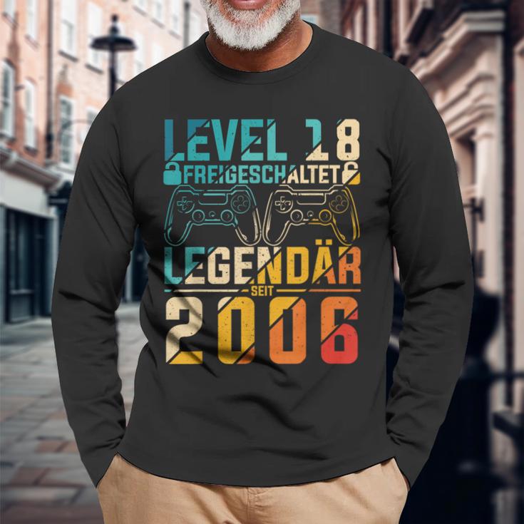 Level 18 Freigeschaltet Legedär Seit 2006 Gaming Motif Langarmshirts Geschenke für alte Männer