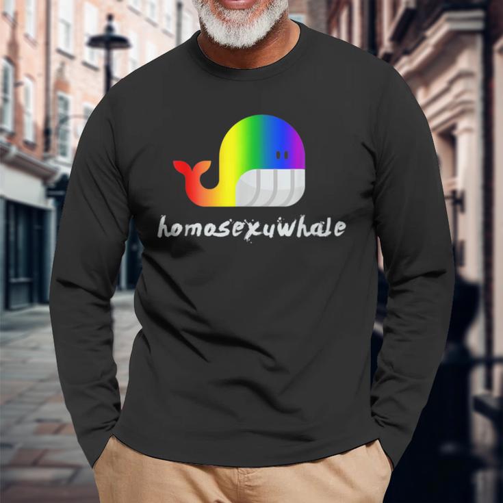 Lgbt Pride Homosexuwhale Lgbtq Gay Lesbian Queer Long Sleeve T-Shirt Gifts for Old Men