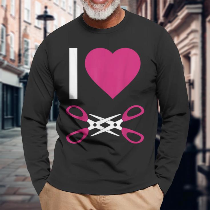 Lgbt Pride Lesbian I Love To Scissor Long Sleeve T-Shirt Gifts for Old Men