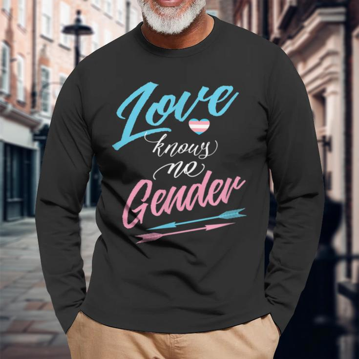 Lgbt Transgender -Love Knows No Gender With Arrows Long Sleeve T-Shirt Gifts for Old Men