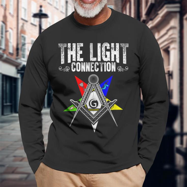 Light Connection Oes Masonry Freemasonry Masonic Freemason Long Sleeve T-Shirt Gifts for Old Men