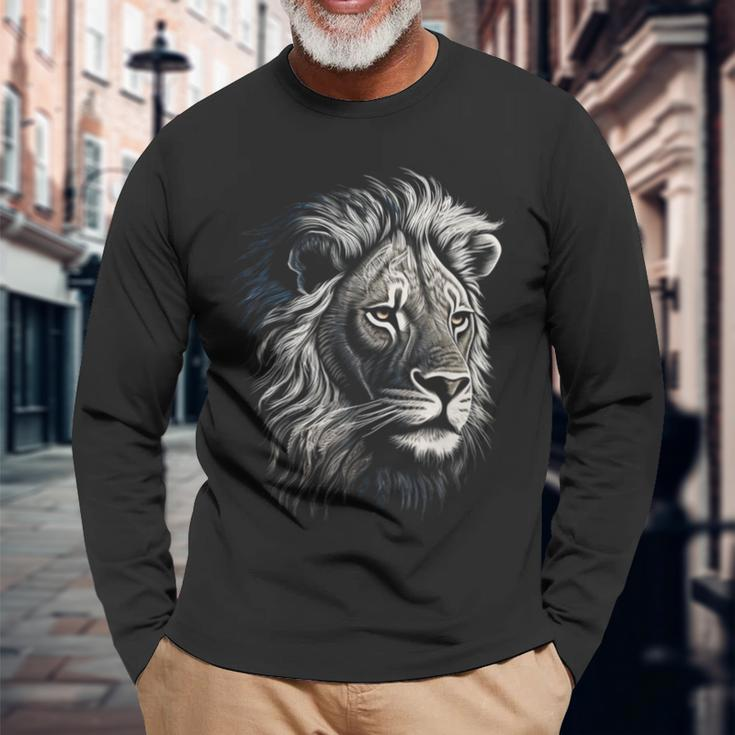 Lion Animal Lion Langarmshirts Geschenke für alte Männer