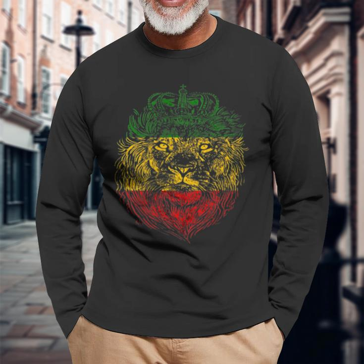 Lion Of Judah Rastafari Roots Rasta Reggae Jamaican Pride Long Sleeve T-Shirt Gifts for Old Men