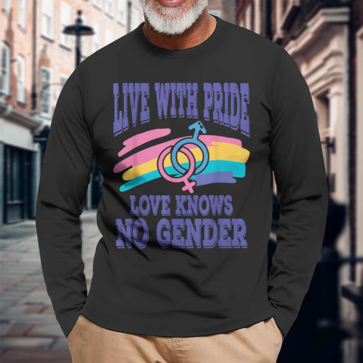 Live With Pride Love Knows No Gender Lgbt Apparel Long Sleeve T-Shirt Gifts for Old Men