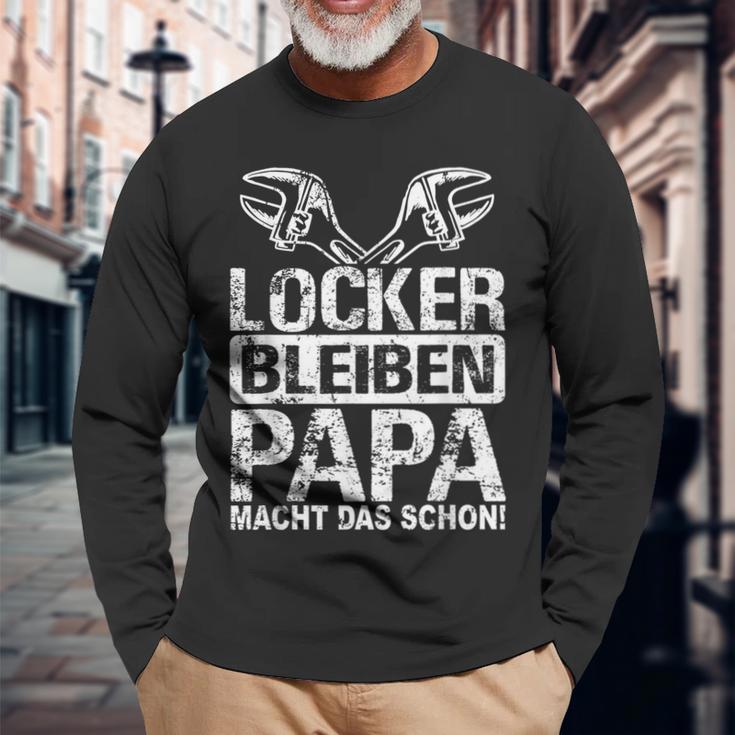 Locker Bleibpapa Macht Das Schon Heimwerker Screwdriver Langarmshirts Geschenke für alte Männer