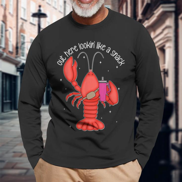 Out Here Lookin Like A Snack Boujee Crawfish Mardi Gras Long Sleeve T-Shirt Gifts for Old Men