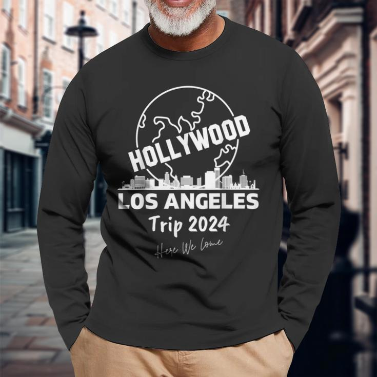 Los Angeles Hollywood La Skyline Trip 2024 Here We Come Long Sleeve T-Shirt Gifts for Old Men