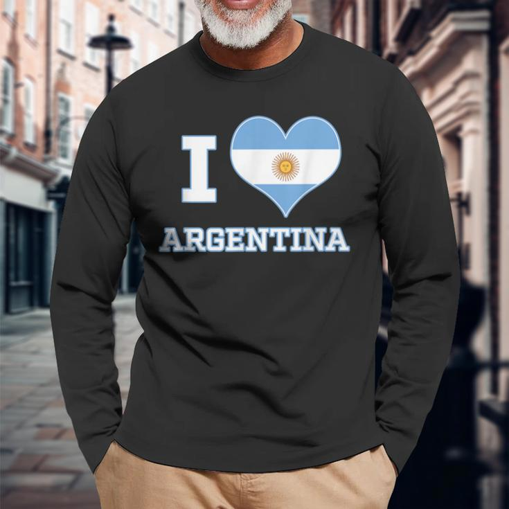 I Love Argentina National Heart-Shaped Flag CountryLong Sleeve T-Shirt Gifts for Old Men